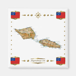 Imán Mapa de Samoa + Mapa de banderas