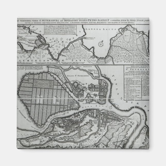 Imán Mapa de San Petersburgo, c.1750 (Frente)