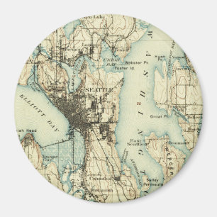 Imán Mapa de Seattle del vintage