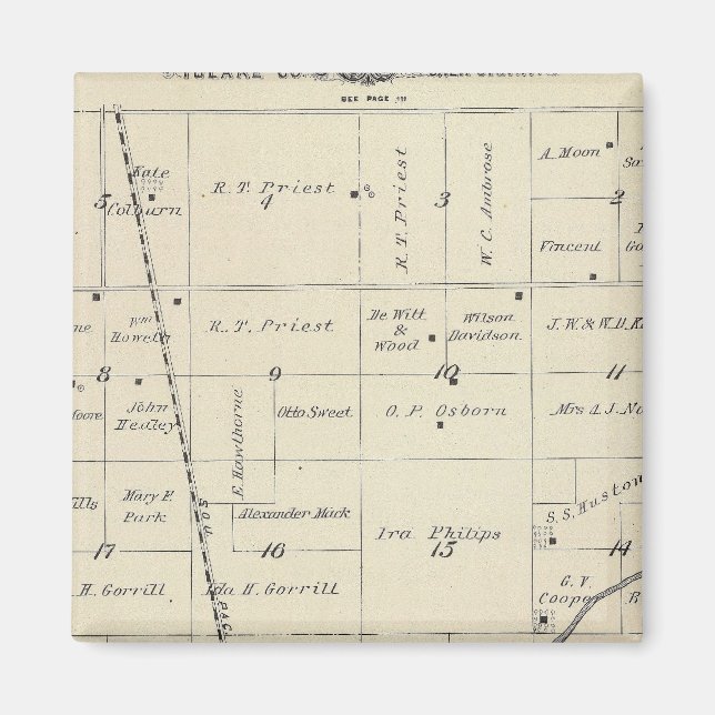 Imán Mapa de sección del condado de Tulare T23S R25E (Frente)
