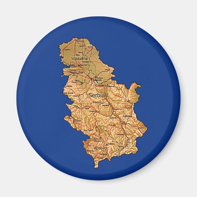 Imán Mapa de Serbia (Frente)