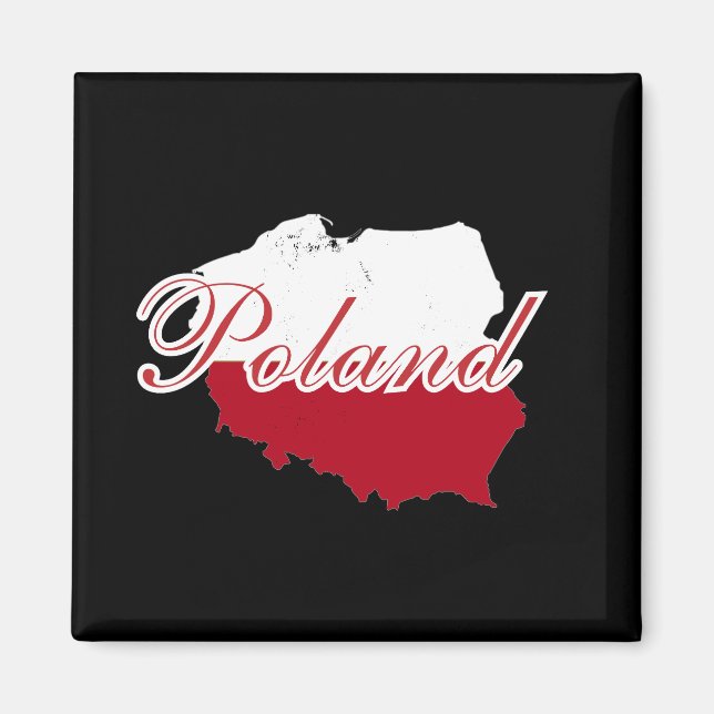Imán Mapa de Souvenir de la bandera de Polonia Moderna (Frente)