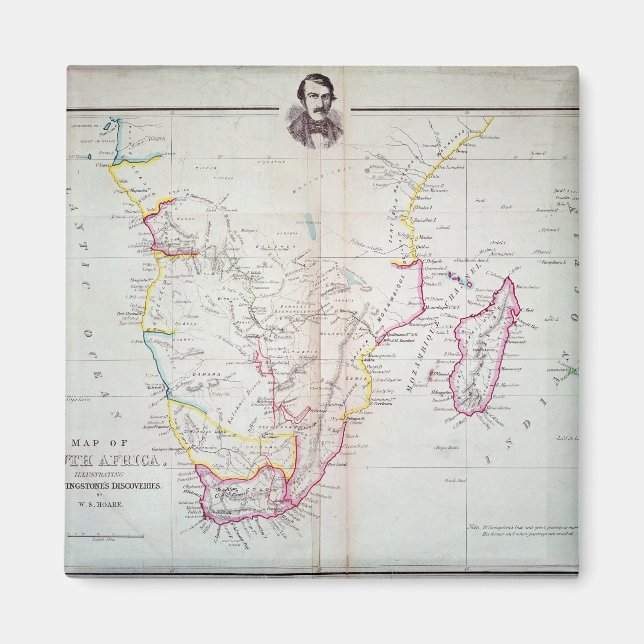 Imán Mapa de Sudáfrica ilustrando (Frente)