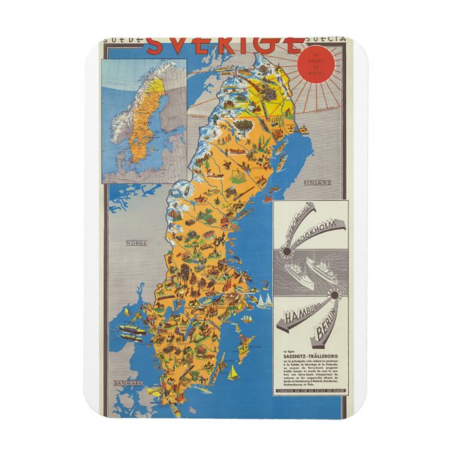 Imán Mapa de Suecia (Vertical)