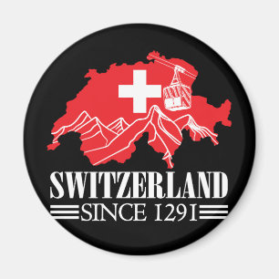 Imán Mapa de Suiza desde las montañas de 1291 Bandera s