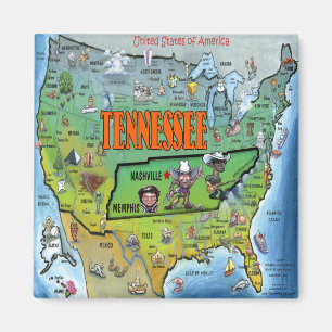 Imán Mapa de Tennessee los E.E.U.U.