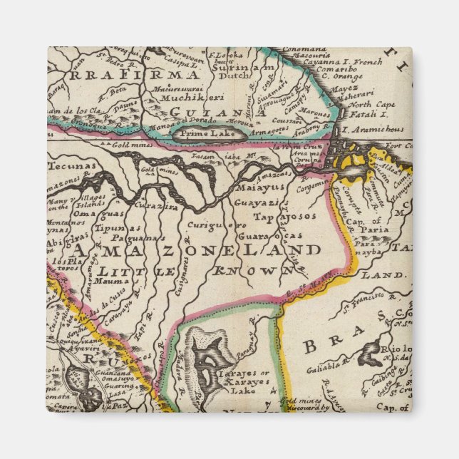 Imán Mapa de Terra Firma, Perú, Amazone Land, Brasil (Frente)