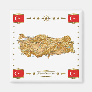 Imán Mapa de Turquía + Mapa de banderas