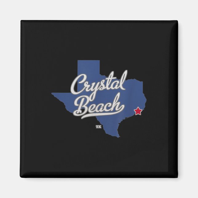 Imán Mapa de Tx de Crystal Beach Texas (Frente)