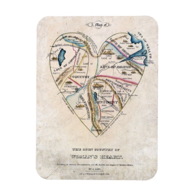 Imán Mapa de un corazón de mujeres (Vertical)