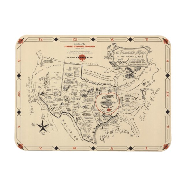 Imán Mapa de un texano de los Estados Unidos (de Texas) (Horizontal)