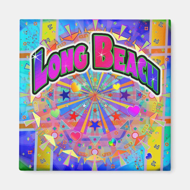 Imán Mapa de Unidad Cósmica de Long Beach (Frente)