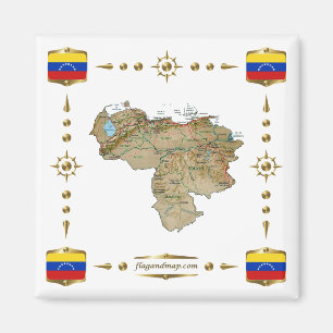 Imán Mapa de Venezuela + Mapa de Banderas