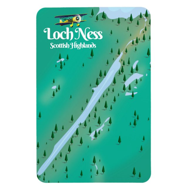 Imán Mapa de viaje a Loch Ness Highlands escoceses (Vertical)