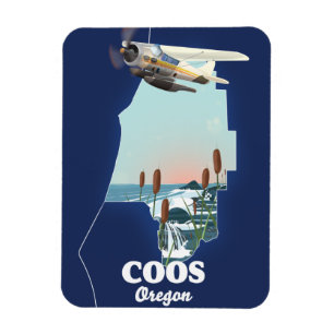 Imán Mapa de viaje de Coos Oregon
