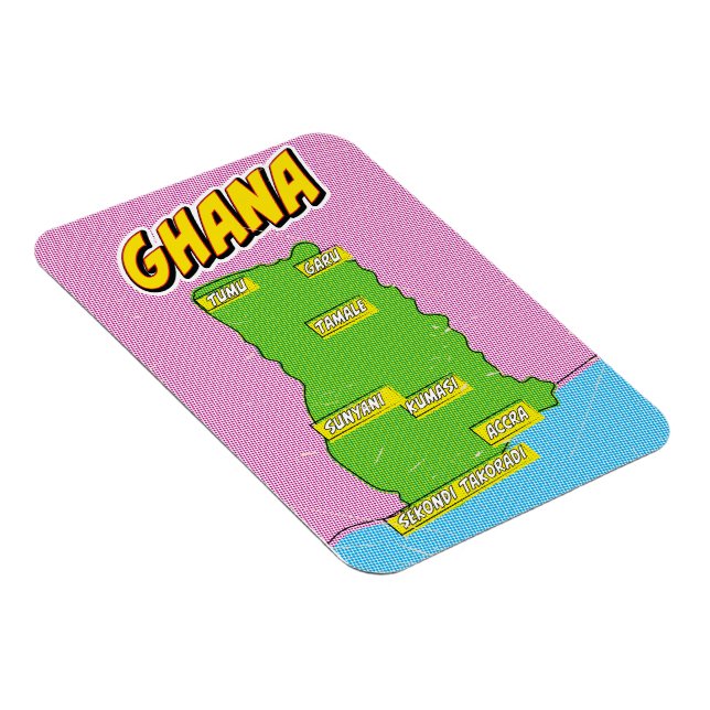 Imán Mapa de viaje de Ghana (Lado Derecho)