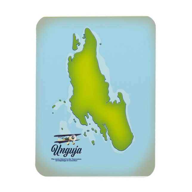 Imán mapa de viaje de la isla de Unguja (Vertical)