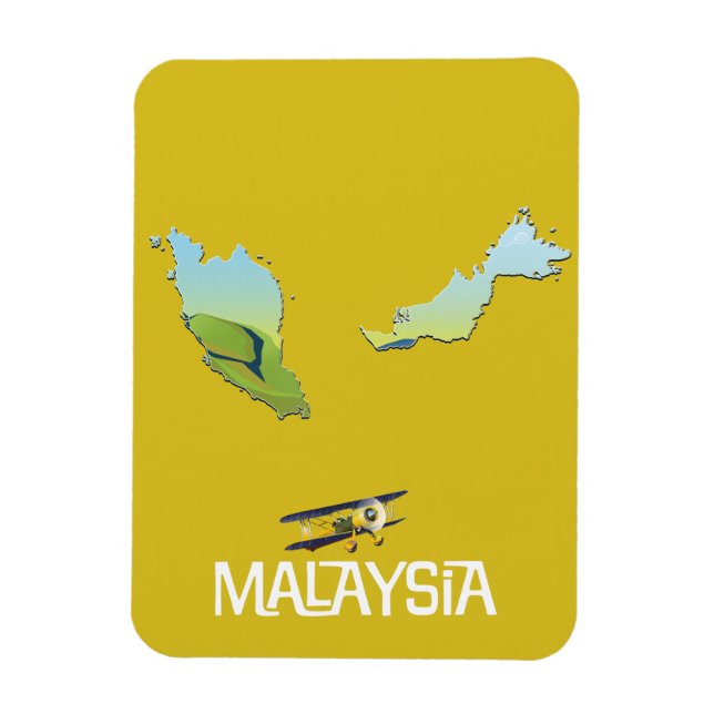 Imán Mapa de viaje de Malasia (Vertical)