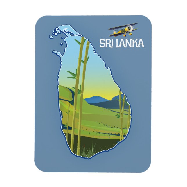 Imán Mapa de viaje de Sri Lanka (Vertical)