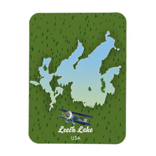 Imán Mapa de viaje del lago Leech