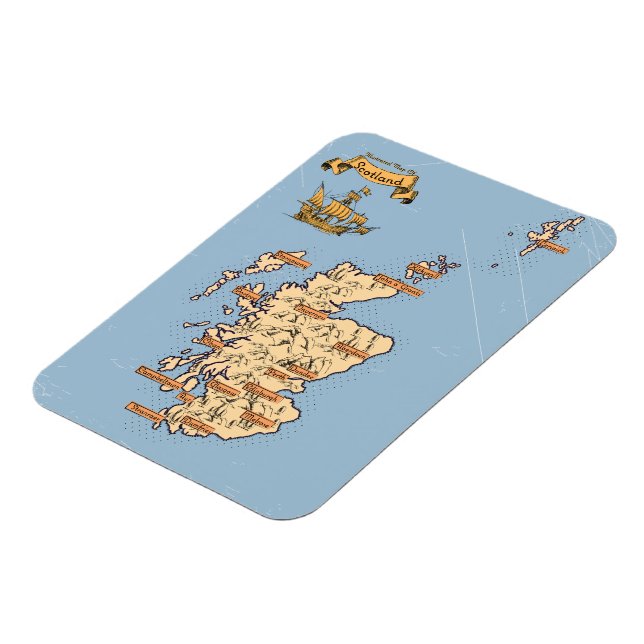 Imán Mapa de viaje ilustrado de Escocia (Lado Izquierdo)