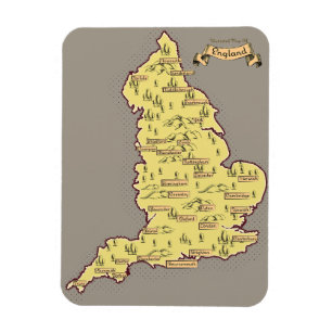 Imán Mapa de viaje ilustrado de Inglaterra