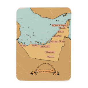 Imán Mapa de viajes de Bahrain Vintage