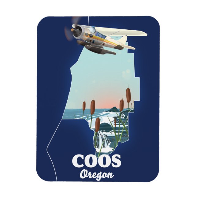 Imán Mapa de viajes de Coos Oregon (Vertical)
