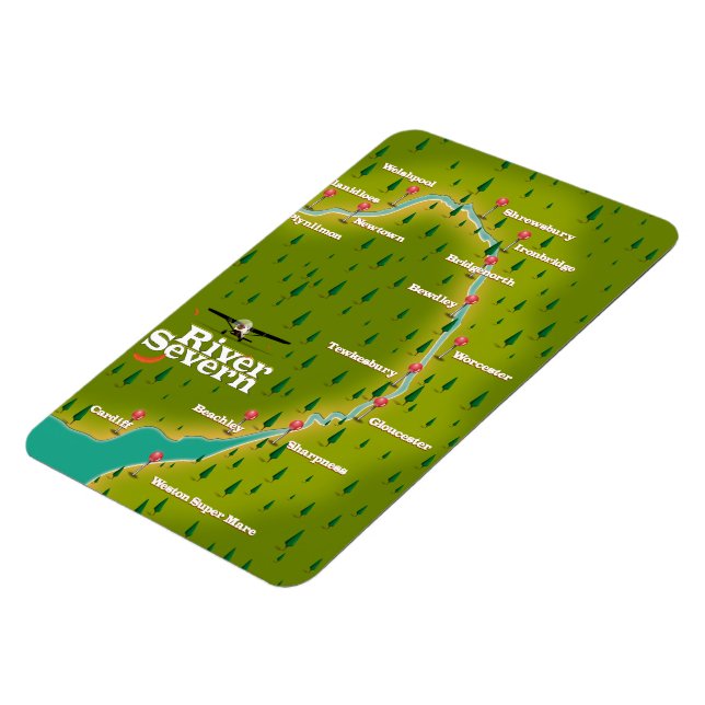 Imán Mapa de viajes del Río Severn Gales Inglaterra (Lado Izquierdo)