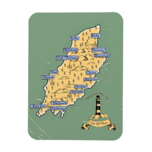 Imán Mapa de viajes ilustrado Isla de Man