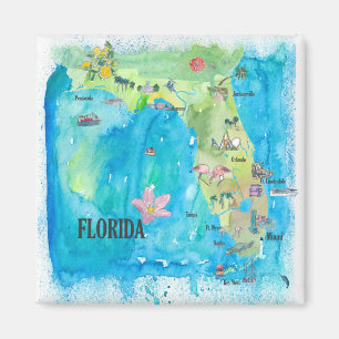 Imán Mapa de Vintage del estado de Florida de EE.UU. co