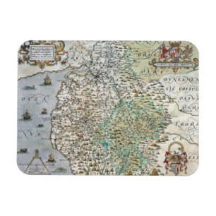 Imán Mapa de Westmorland y del Cumberland el 1576