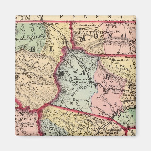 Imán Mapa de Winfield, Virginia Occidental (Frente)
