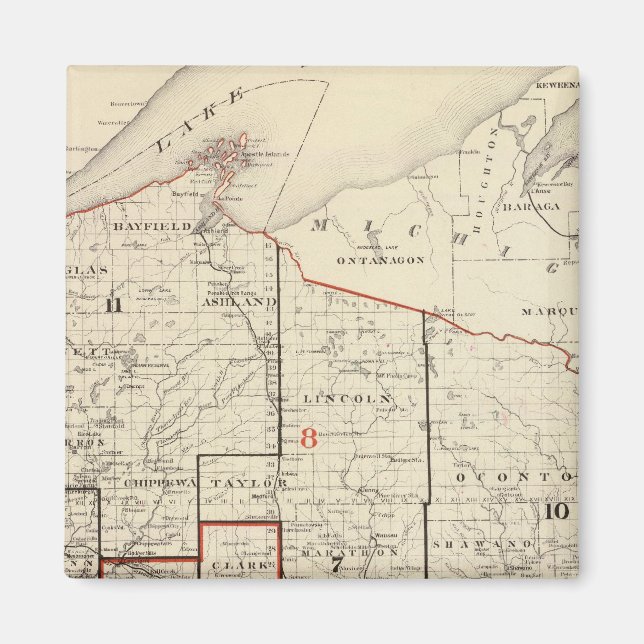 Imán Mapa de Wisconsin (Frente)