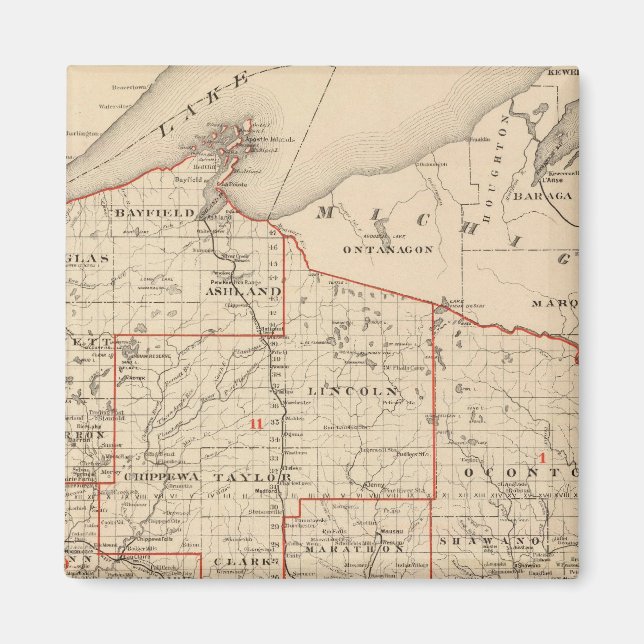 Imán Mapa de Wisconsin que muestra los distritos senato (Frente)