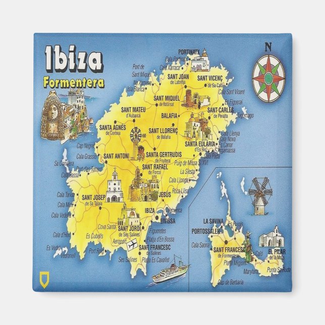 Imán mapa de zES052 EIVISSA, España, Fridge (Frente)