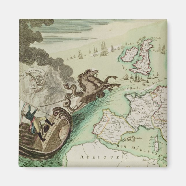 Imán Mapa del ataque naval a Inglaterra de Napoleón (Frente)