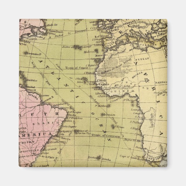 Imán Mapa del Atlas Atlántico (Frente)