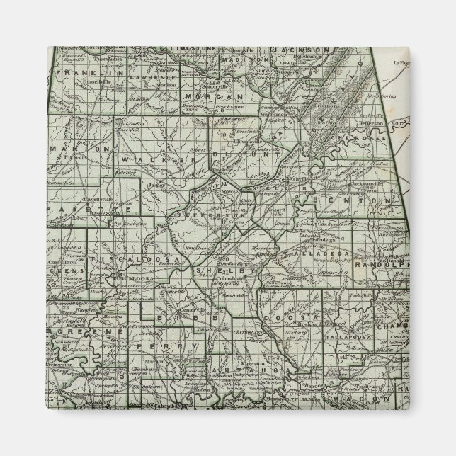 Imán Mapa del Atlas de Alabama (Frente)