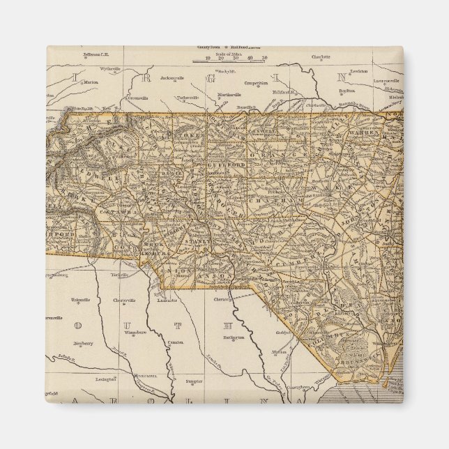 Imán Mapa del Atlas de Carolina del Norte (Frente)