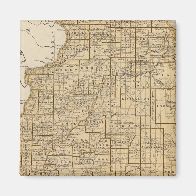 Imán Mapa del Atlas de Illinois (Frente)