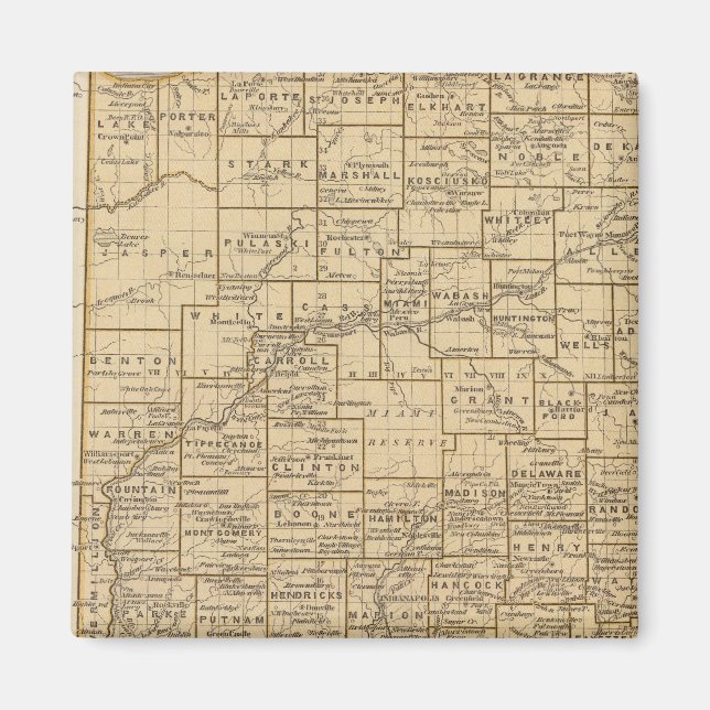 Imán Mapa del Atlas de Indiana (Frente)