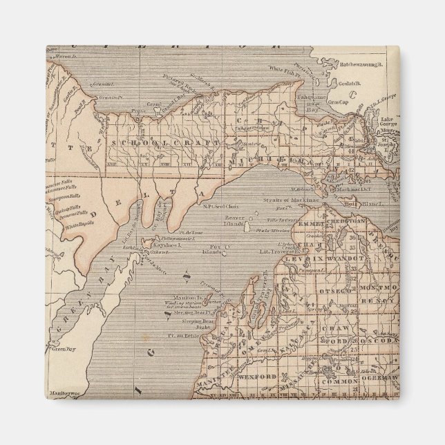 Imán Mapa del Atlas de Michigan (Frente)