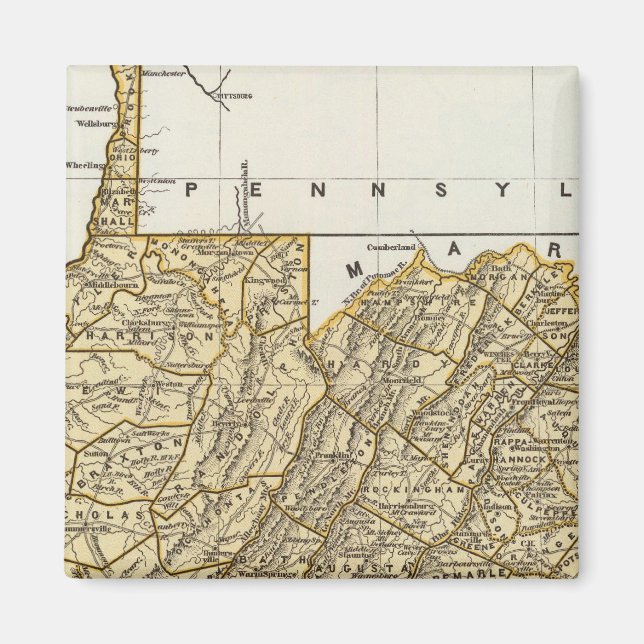 Imán Mapa del Atlas de Virginia (Frente)