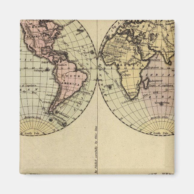 Imán Mapa del Atlas Hemisferio-Colorido (Frente)