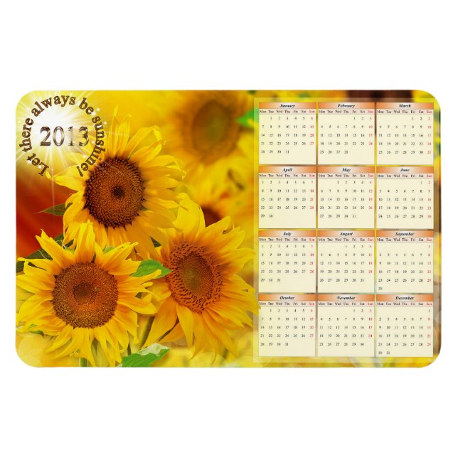 Imán Mapa del calendario de girasoles 2013 (Horizontal)