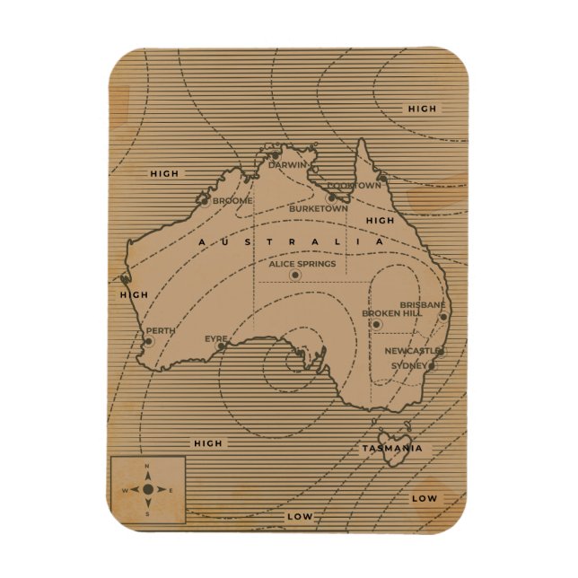 Imán Mapa del clima de Australia (Vertical)