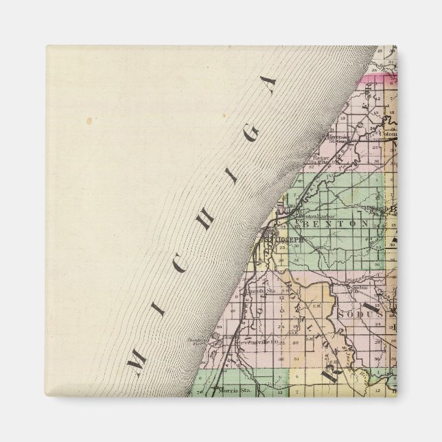 Imán Mapa del condado de Berrien, Michigan (Frente)