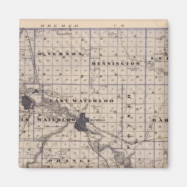 Imán Mapa del condado de Black Hawk, estado de Iowa (Frente)