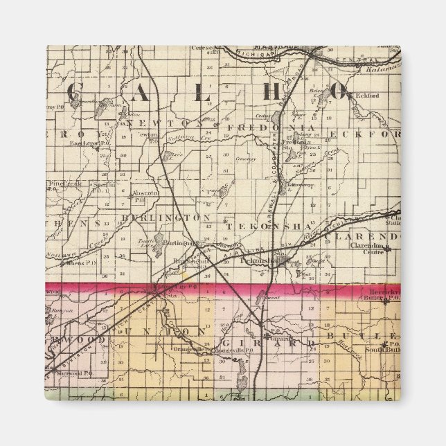 Imán Mapa del condado de Branch, Michigan (Frente)